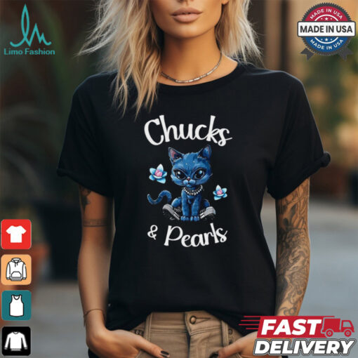 Cat chucks and pearls comma LA Kamala Harris 2024 shirt