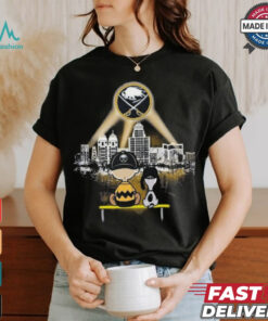 Charlie Brown And Snoopy Watching City Buffalo Sabres Football T Shirt
