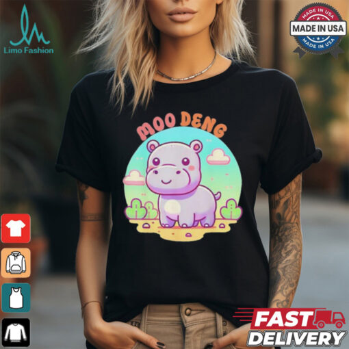 Chibi Cute Baby Hippo Moo Deng Bouncy Pig In Thai Hippopotamus T shirt