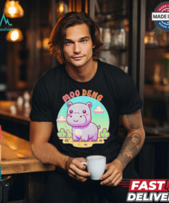 Chibi Cute Baby Hippo Moo Deng Bouncy Pig In Thai Hippopotamus T shirt