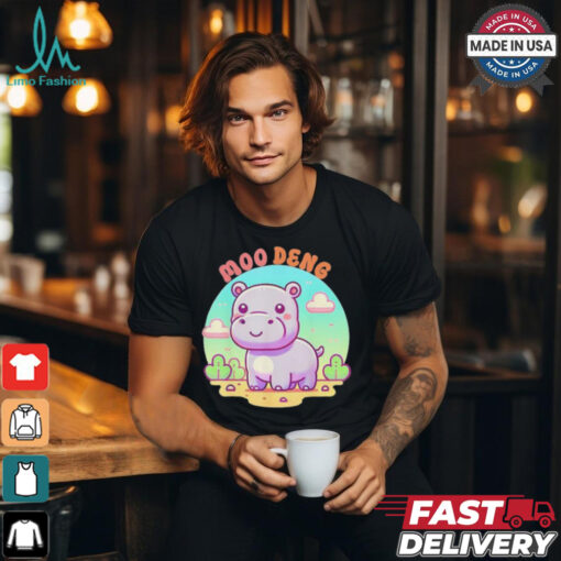 Chibi Cute Baby Hippo Moo Deng Bouncy Pig In Thai Hippopotamus T shirt