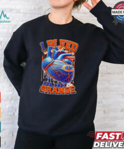 Chicago Bears I bleed bears blue and orange heart shirt