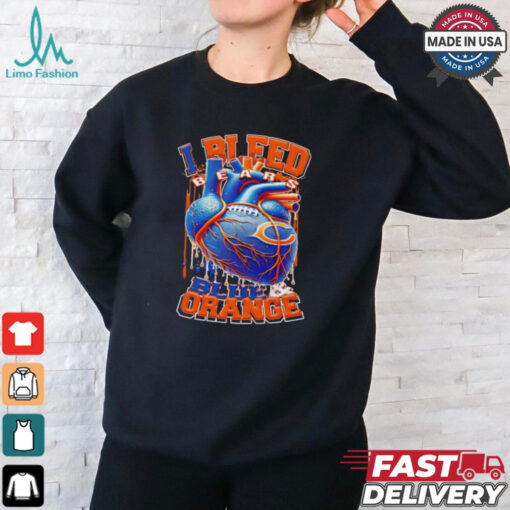 Chicago Bears I bleed bears blue and orange heart shirt