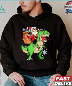 Christmas Trex Dinosaur Santa Claus Riding Trex Xmas Shirt