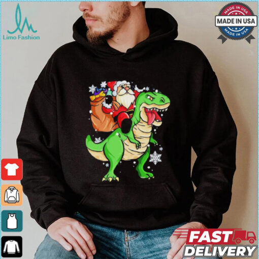 Christmas Trex Dinosaur Santa Claus Riding Trex Xmas Shirt