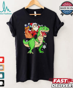 Christmas Trex Dinosaur Santa Claus Riding Trex Xmas Shirt
