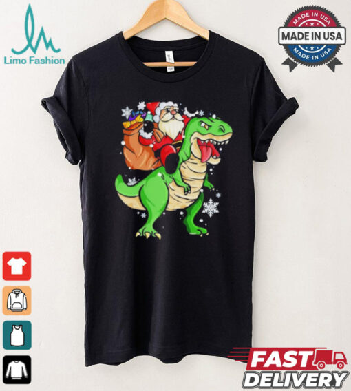 Christmas Trex Dinosaur Santa Claus Riding Trex Xmas Shirt
