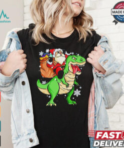 Christmas Trex Dinosaur Santa Claus Riding Trex Xmas Shirt