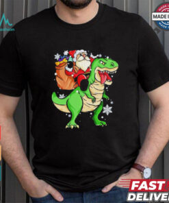 Christmas Trex Dinosaur Santa Claus Riding Trex Xmas Shirt