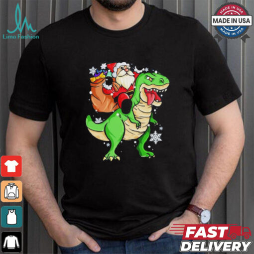 Christmas Trex Dinosaur Santa Claus Riding Trex Xmas Shirt