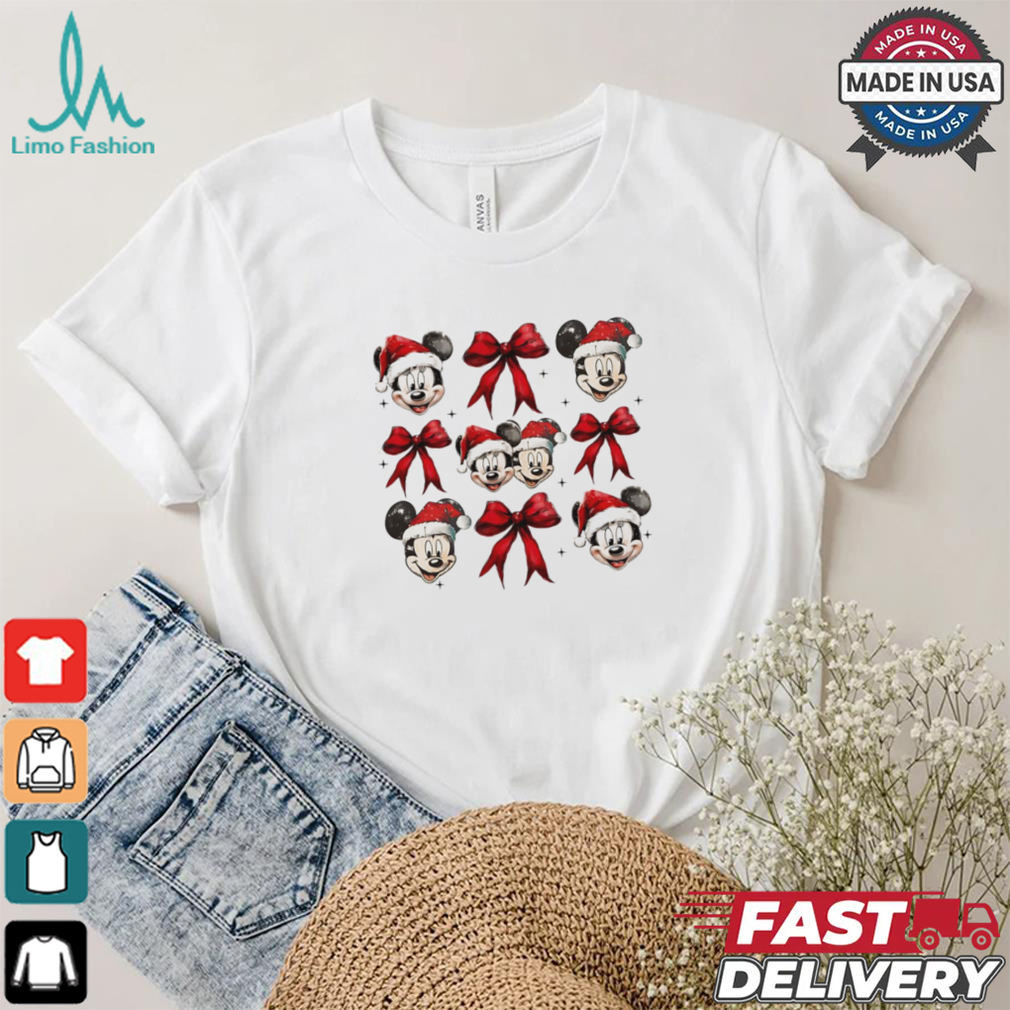 Christmas mouse Mickey Santa coquette bow shirt