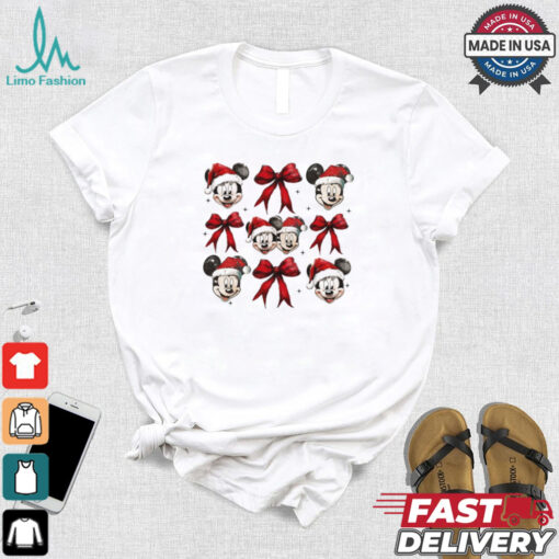 Christmas mouse Mickey Santa coquette bow shirt