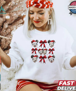 Christmas mouse Mickey Santa coquette bow shirt