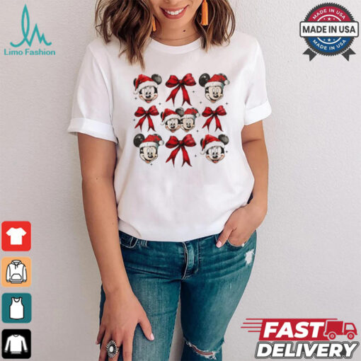 Christmas mouse Mickey Santa coquette bow shirt