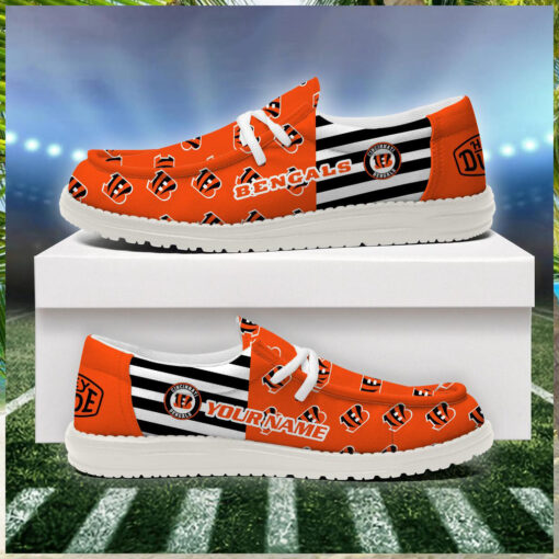 Cincinnati Bengals 2024 Version Personalized Hey Dude Shoes