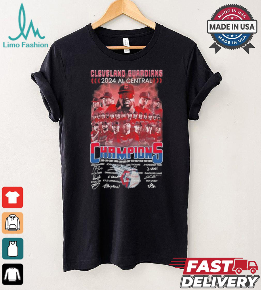 Cleveland Guardians 2024 AL Central Division Champions 12X Signatures T shirt Cleveland Guardians 2024 AL Central Division Champions 12X Signatures T shirt