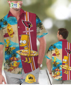 Custom Name NFL Arizona Cardinals Special Bart Simpson Tropical Hawaiian Shirt