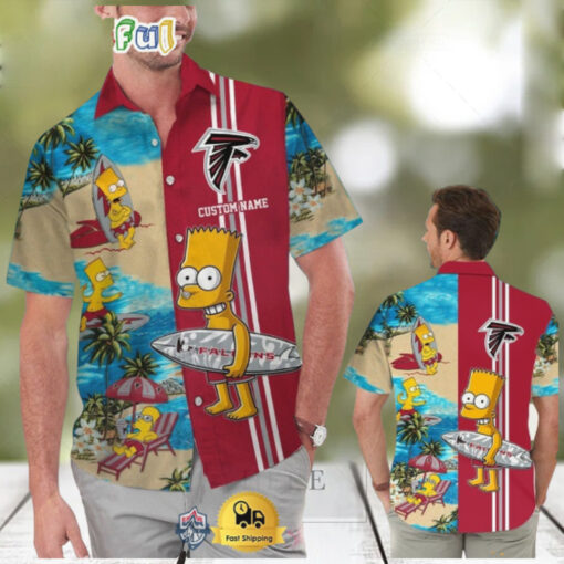 Custom Name NFL Atlanta Falcons Special Bart Simpson Tropical Hawaiian Shirt