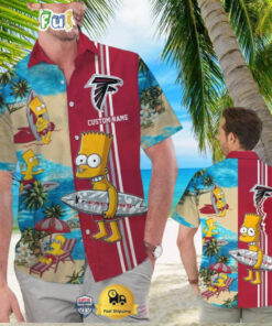 Custom Name NFL Atlanta Falcons Special Bart Simpson Tropical Hawaiian Shirt