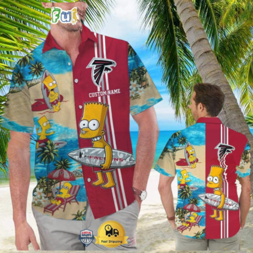 Custom Name NFL Atlanta Falcons Special Bart Simpson Tropical Hawaiian Shirt