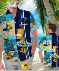 Custom Name NFL Carolina Panthers Special Bart Simpson Tropical Hawaiian Shirt