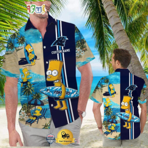 Custom Name NFL Carolina Panthers Special Bart Simpson Tropical Hawaiian Shirt