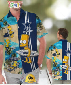 Custom Name NFL Dallas Cowboys Special Bart Simpson Tropical Hawaiian Shirt