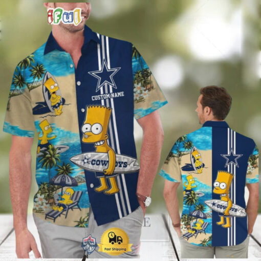 Custom Name NFL Dallas Cowboys Special Bart Simpson Tropical Hawaiian Shirt