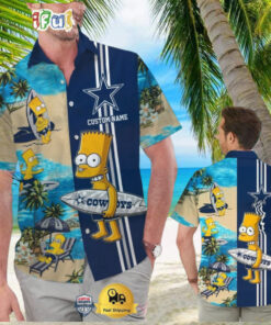 Custom Name NFL Dallas Cowboys Special Bart Simpson Tropical Hawaiian Shirt