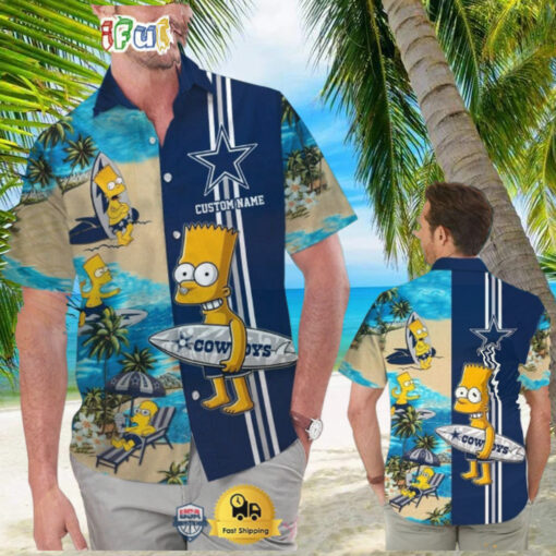 Custom Name NFL Dallas Cowboys Special Bart Simpson Tropical Hawaiian Shirt