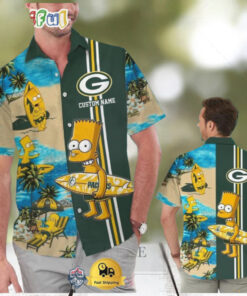 Custom Name NFL Green Bay Packers Special Bart Simpson Tropical Hawaiian Shirt