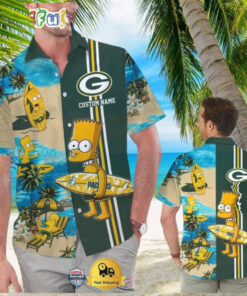 Custom Name NFL Green Bay Packers Special Bart Simpson Tropical Hawaiian Shirt