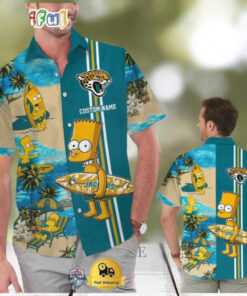 Custom Name NFL Jacksonville Jaguars Special Bart Simpson Tropical Hawaiian Shirt