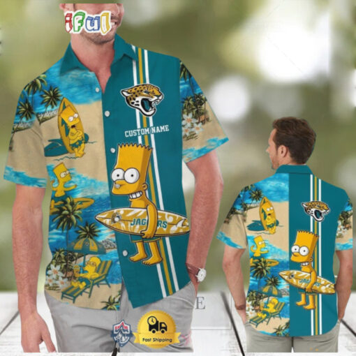 Custom Name NFL Jacksonville Jaguars Special Bart Simpson Tropical Hawaiian Shirt