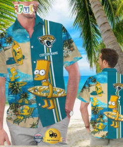 Custom Name NFL Jacksonville Jaguars Special Bart Simpson Tropical Hawaiian Shirt