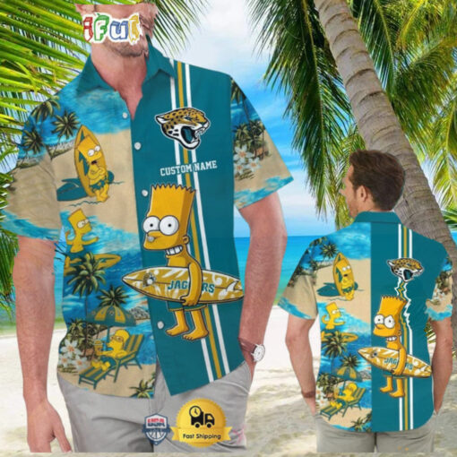 Custom Name NFL Jacksonville Jaguars Special Bart Simpson Tropical Hawaiian Shirt