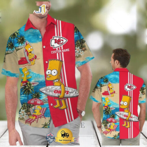 Custom Name NFL Kansas City Chiefs Special Bart Simpson Tropical Hawaiian Shirt