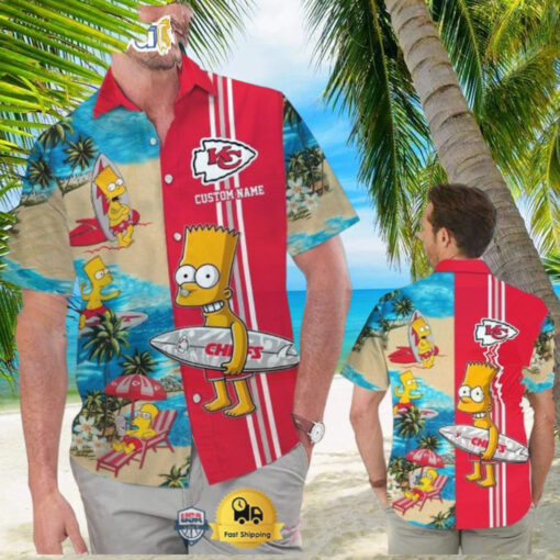 Custom Name NFL Kansas City Chiefs Special Bart Simpson Tropical Hawaiian Shirt