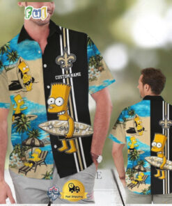 Custom Name NFL New Orleans Saints Special Bart Simpson Tropical Hawaiian Shirt