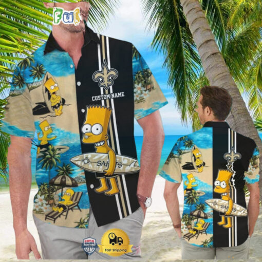 Custom Name NFL New Orleans Saints Special Bart Simpson Tropical Hawaiian Shirt