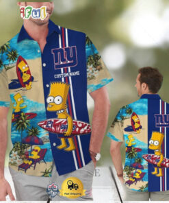 Custom Name NFL New York Giants Special Bart Simpson Tropical Hawaiian Shirt