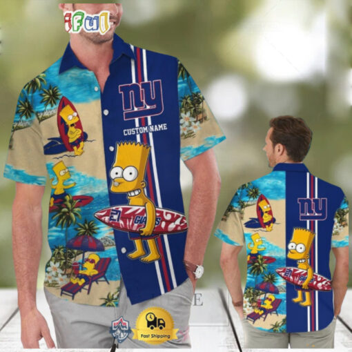 Custom Name NFL New York Giants Special Bart Simpson Tropical Hawaiian Shirt