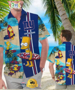 Custom Name NFL New York Giants Special Bart Simpson Tropical Hawaiian Shirt