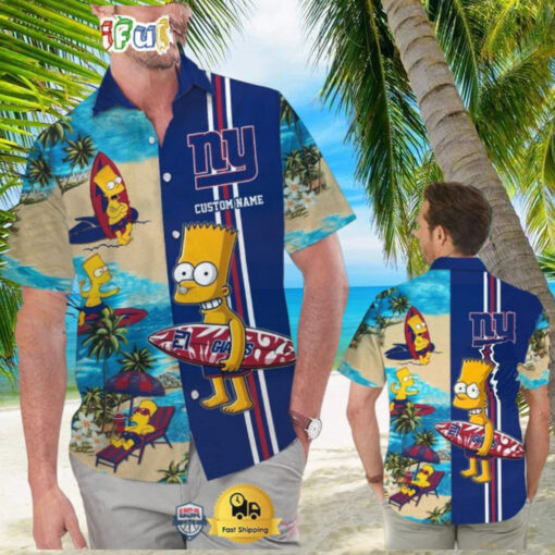 Custom Name NFL New York Giants Special Bart Simpson Tropical Hawaiian Shirt