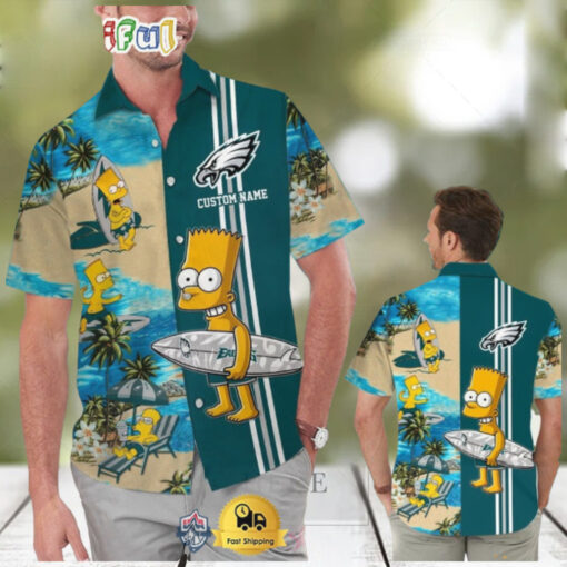 Custom Name NFL Philadelphia Eagles Special Bart Simpson Tropical Hawaiian Shirt