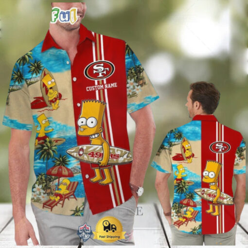 Custom Name NFL San Francisco 49ers Special Bart Simpson Tropical Hawaiian Shirt