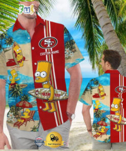 Custom Name NFL San Francisco 49ers Special Bart Simpson Tropical Hawaiian Shirt