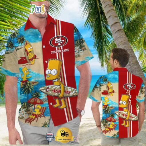 Custom Name NFL San Francisco 49ers Special Bart Simpson Tropical Hawaiian Shirt