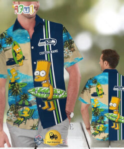 Custom Name NFL Seattle Seahawks Special Bart Simpson Tropical Hawaiian Shirt