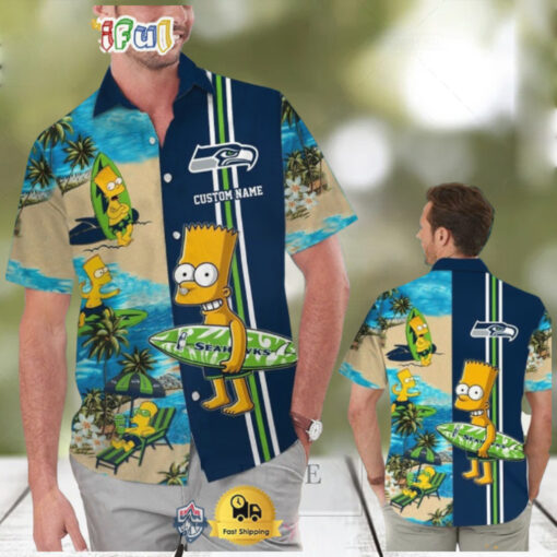 Custom Name NFL Seattle Seahawks Special Bart Simpson Tropical Hawaiian Shirt